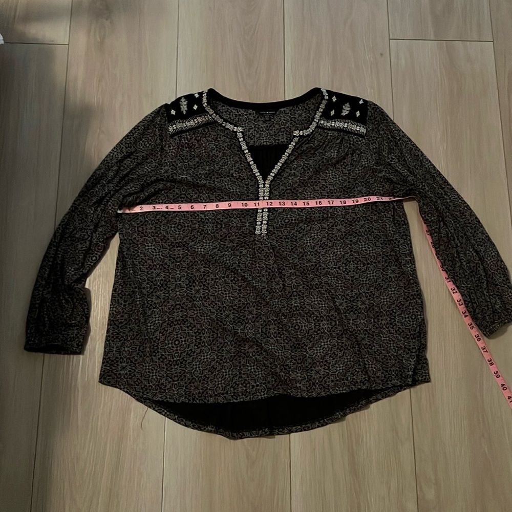 Lucky brand, cotton, long sleeve pleaded blouse